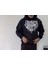 Uzun Kol Kapüşonlu Baskılı Sweatshirt - Siyah 3