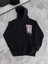 Uzun Kol Kapüşonlu Ön ve Arka Baskılı Sweatshirt - Siyah 1