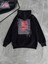 Uzun Kol Kapüşonlu Ön ve Arka Baskılı Sweatshirt - Siyah 5