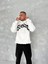 Unisex Üç Iplik Kapüşonlu Baskılı Sweatshirt - Beyaz 1