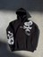 Uzun Kol Kapüşonlu Baskılı Sweatshirt - Siyah 1