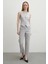 Önü Pensli Skinny Kumaş Pantolon Gri 3