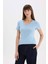 Slim Fit Dar Kesim V Yaka Basic Düz Ribana Kısa Kollu Tişört I1080AZ25SP 3