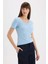 Slim Fit Dar Kesim V Yaka Basic Düz Ribana Kısa Kollu Tişört I1080AZ25SP 4