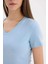 Slim Fit Dar Kesim V Yaka Basic Düz Ribana Kısa Kollu Tişört I1080AZ25SP 5