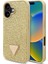 Apple iPhone 16 Plus Kılıf Guess Orjinal Lisanslı Üçgen Logolu Taşlı Kapak Gold 1