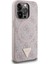 Apple iPhone 14 Pro Max Kılıf Guess Lisanslı Magsafe Şarj Özellikli Pu Üçgen Logo 4g Desenli Kapak Pembe 3