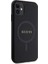 iPhone 11 Kılıf Guess Lisanslı Magsafe Şarj Özellikli Yazı Logolu Saffiano Classic Kapak Siyah 3