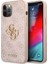 Apple iPhone 12 Pro Max Kılıf Guess Orjinal Lisanslı Pu Deri Büyük Metal Logo Dizaynlı Kapak Pembe 1