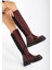 Ceylinmoda 812-305 Bordo Arkası Streç Fermuarlı Günlük Kadın Çizme 1