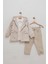 Cepli Gömlek Beli Lastikli Pantolon Kapüşonlu Mont Kombinli 3'lü Erkek Çocuk Takım 1