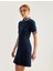 Slim Fit Kısa Kollu Yarım Fermuar Detaylı Mini Polo Yaka Elbise 1