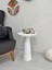Ahşap Tekli Mantar Yan Sehpa Modern 50 cm Beyaz Renk Fiskos Çiçeklik 4