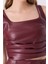 Büzgülü Deri Kadın Crop Bluz 342114029 3