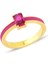 Pink Zirconia Taşlı Baget Kesim Taşlı Mineli Yüzük 1