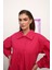 Koyu Pembe-Gömlek Yakalı Büzgü Detaylı Oversize Tunik 1