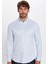 Erkek Slim Fit Dar Kesim Pamuklu Kolay Ütü Mavi Düğmeli Yaka Gömlek 4