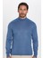 Erkek Slim Fit Dar Kesim Yarım Balıkçı Yaka Düz Indigo Triko Kazak 4