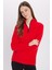 Unisex Standart Fit Anti-pilling Tüylenme Yapmayan Soğuk Geçirmez Kırmızı Dik Bato Yaka Polar Sweatshirt 4