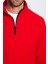 Unisex Standart Fit Anti-pilling Tüylenme Yapmayan Soğuk Geçirmez Kırmızı Dik Bato Yaka Polar Sweatshirt 5