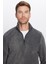 Erkek Standart Fit Rahat Kesim Tüylenme Yapmayan Soğuk Geçirmez Antrasit Dik Yaka Polar Sweatshirt 1