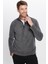 Erkek Standart Fit Rahat Kesim Tüylenme Yapmayan Soğuk Geçirmez Antrasit Dik Yaka Polar Sweatshirt 2