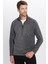 Erkek Standart Fit Rahat Kesim Tüylenme Yapmayan Soğuk Geçirmez Antrasit Dik Yaka Polar Sweatshirt 3