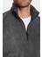 Erkek Standart Fit Rahat Kesim Tüylenme Yapmayan Soğuk Geçirmez Antrasit Dik Yaka Polar Sweatshirt 4