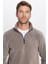 Erkek Standart Fit Rahat Kesim Tüylenme Yapmayan Soğuk Geçirmez Gri Dik Yaka Polar Sweatshirt 1