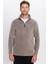 Erkek Standart Fit Rahat Kesim Tüylenme Yapmayan Soğuk Geçirmez Gri Dik Yaka Polar Sweatshirt 2
