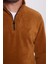 Erkek Standart Fit Rahat Kesim Tüylenme Yapmayan Soğuk Geçirmez Kiremit Renk Polar Sweatshirt 4