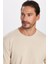 Unisex Relax Fit Rahat Kesim %100 Pamuk Bisiklet Yaka Bej Sweatshirt 2