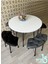 Beyaz Yuvarlak Masalı Bench Takımı Bench & Puf Takımı Beyaz Masa Füme-Siyah Bench 1