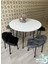 Beyaz Yuvarlak Masalı Bench Takımı Bench & Puf Takımı Beyaz Masa Füme-Siyah Bench 2