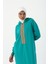 Zümrüt-Neon Şerit Detaylı Kapüşonlu Elbise 5