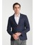 Vasco Koyu Lacivert Erkek Ekose Kareli Esnemeyen Kumaş Slim Fit Blazer Ceket 1