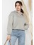 Dik Yaka Yarım Fermuarlı Şardonlu Kadın Sweatshirt 1