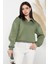 Dik Yaka Yarım Fermuarlı Şardonlu Kadın Sweatshirt 2