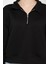 Dik Yaka Yarım Fermuarlı Şardonlu Kadın Sweatshirt 4