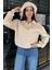 Dik Yaka Yarım Fermuarlı Şardonlu Kadın Sweatshirt 1