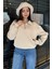 Dik Yaka Yarım Fermuarlı Şardonlu Kadın Sweatshirt 2
