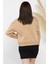 Dik Yaka Yarım Fermuarlı Şardonlu Kadın Sweatshirt 3