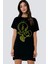 Neşeli Kuş Siyah Kısa Kollu Penye T-Shirt Elbise 1