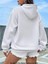 Kadın Beyaz Kapüşonlu Kanguru Cepli Sweatshirt 3