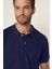 Erkek Slim Fit Dar Kesim Pamuklu Yumuşak Dokulu Serin Tutan Kumaş Düz Pike Lacivert Polo Yaka Tişört 1