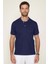 Erkek Slim Fit Dar Kesim Pamuklu Yumuşak Dokulu Serin Tutan Kumaş Düz Pike Lacivert Polo Yaka Tişört 3