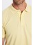 Erkek Slim Fit Dar Kesim Pamuklu Yumuşak Doku Nefes Alan Kumaş Kıvrılmaz Yaka Sarı Polo Yaka Tişört 3