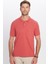 Erkek Slim Fit Dar Kesim Pamuklu Yumuşak Dokulu Serin Tutan Kumaş Düz Kiremit Renk Polo Yaka T-Shirt 4