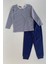 Çizgili Desen Erkek Çocuk Pijama Takımı Lacivert 1