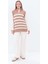 Bisküvi-Ekru-Çizgili Fermuarlı Triko Süveter 2